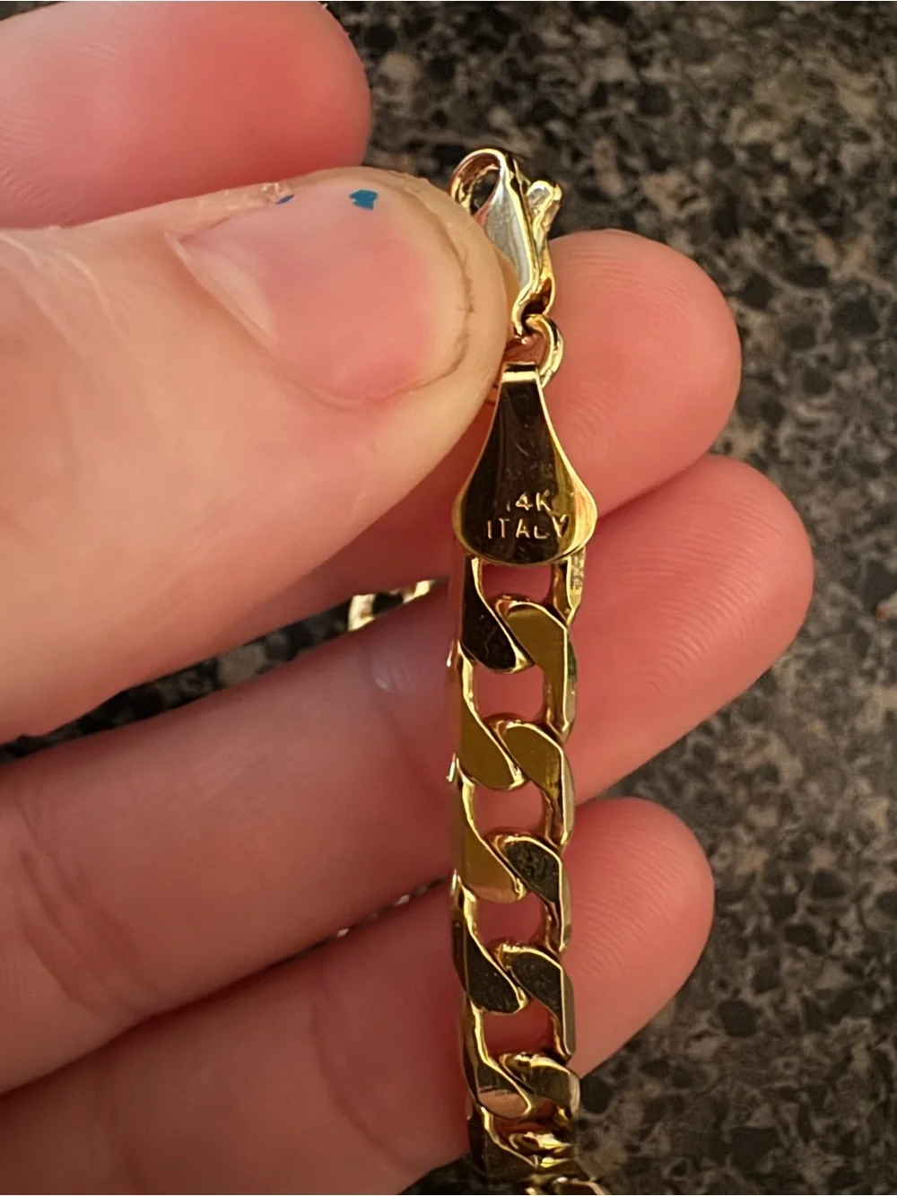 Men’s Gold Tone Cuban Curb Chain Necklace 14K Italy Stamp Not Real Gold